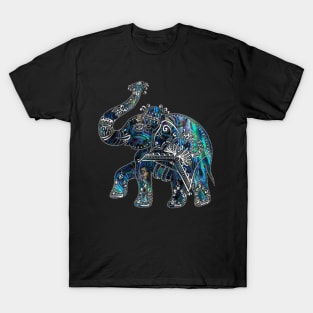 Silver Framed Elephant on Abalone and Pearl T-Shirt